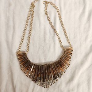 Natasha Accessories gold bib necklace with multi-string beads